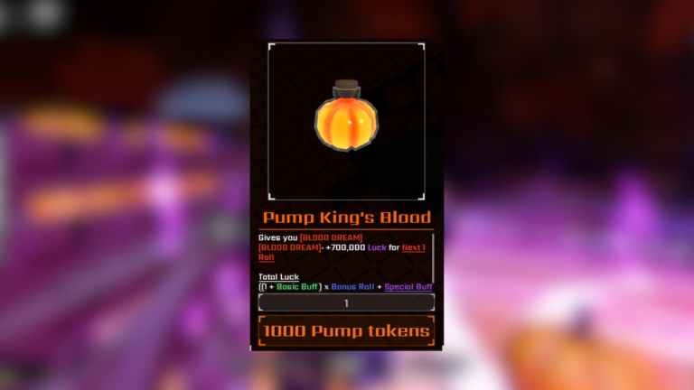 วิธีรับยา Pump King's Blood Potion ใน RNG ของ Sol